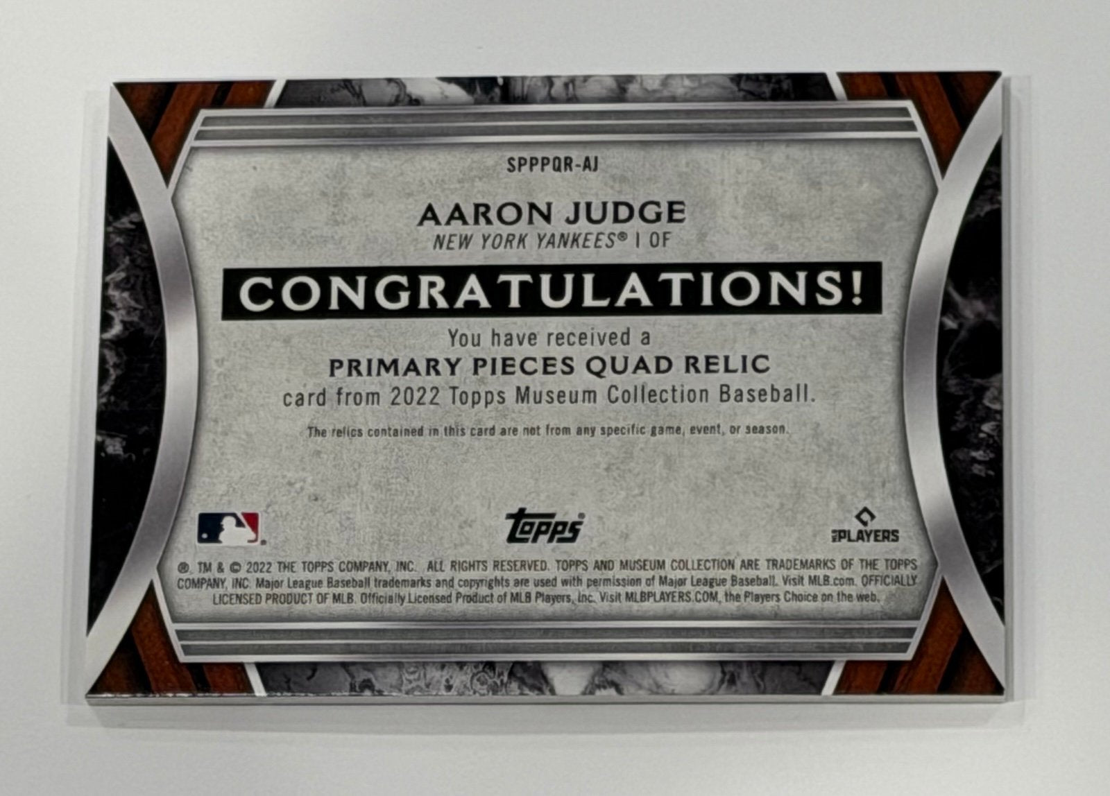 Aaron Judge Topps /99 Aaron Judge 2022 Topps Museum Quad Relic MLB New York Yankees