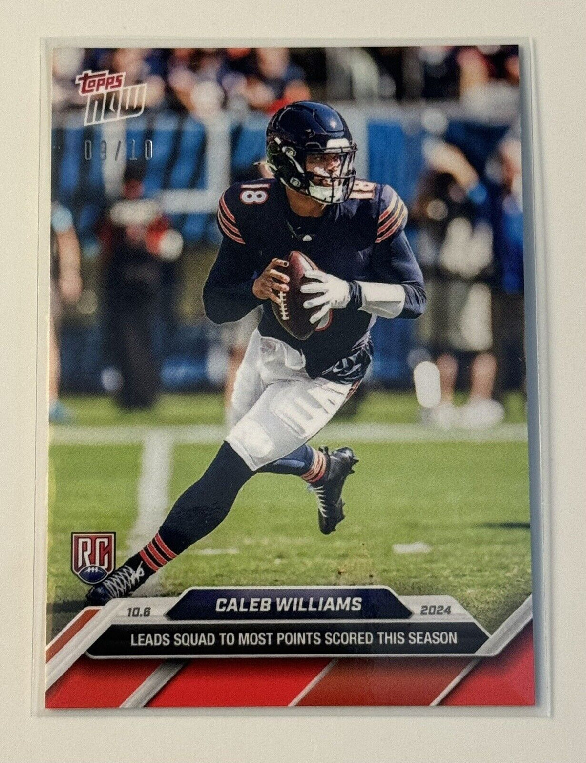 Caleb Williams Topps Now 9/10 2024 Topps Now Football Caleb Williams RC NFL NFC Chicago Bears Rookie 8