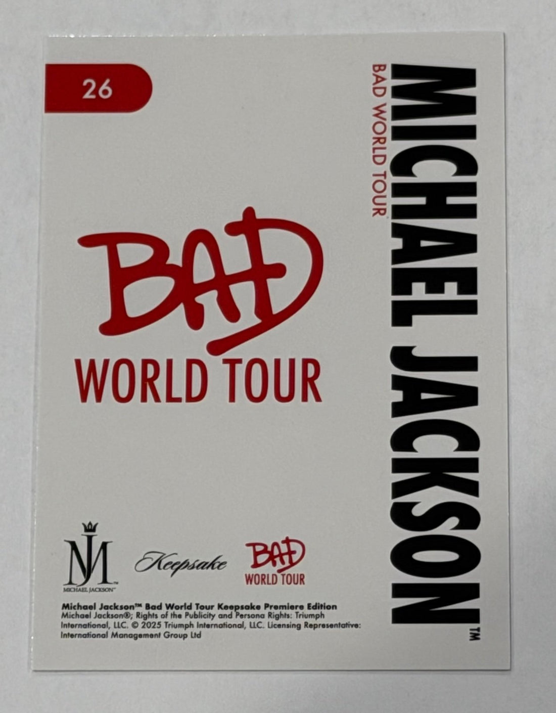 Michael Jackson Smooth Criminal Pose BAD World Tour Postcard #26 FOTL Rare — 01_front