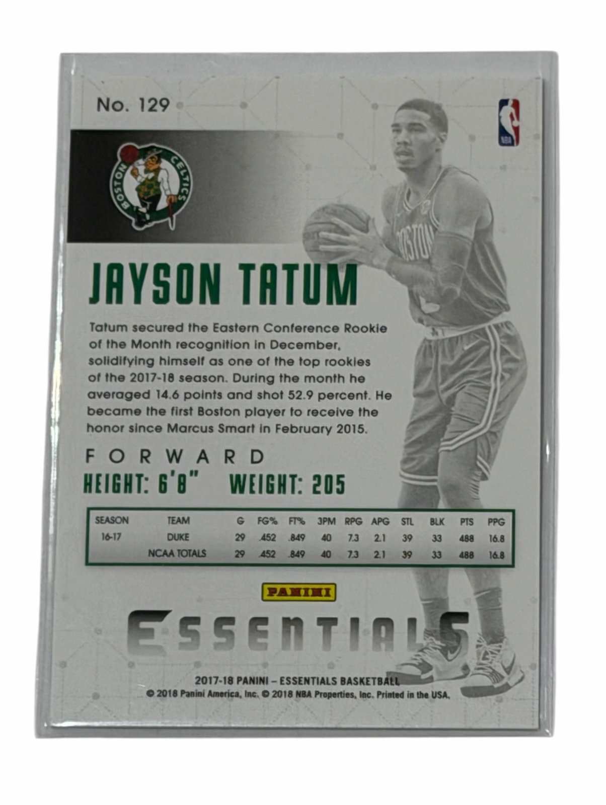 Jayson Tatum Panini Jayson Tatum RC 2017-18 Panini Essentials 129 NBA Boston Celtics Rookie Refrac