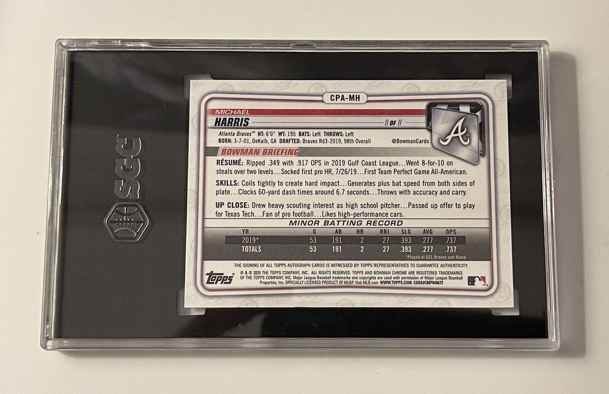 Michael Harris Bowman Chrome 2020 Bowman Chrome Michael Harris Auto SGC 9 1st Bowman Chrome CPA-MH Braves RC