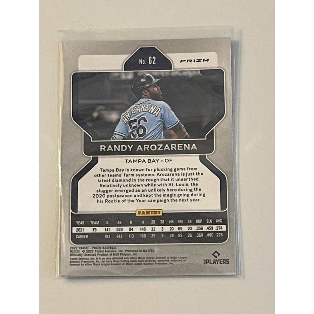 2022 Prizm Baseball Randy Arozarena Red White Blue Refractor #62 MLB Rays card