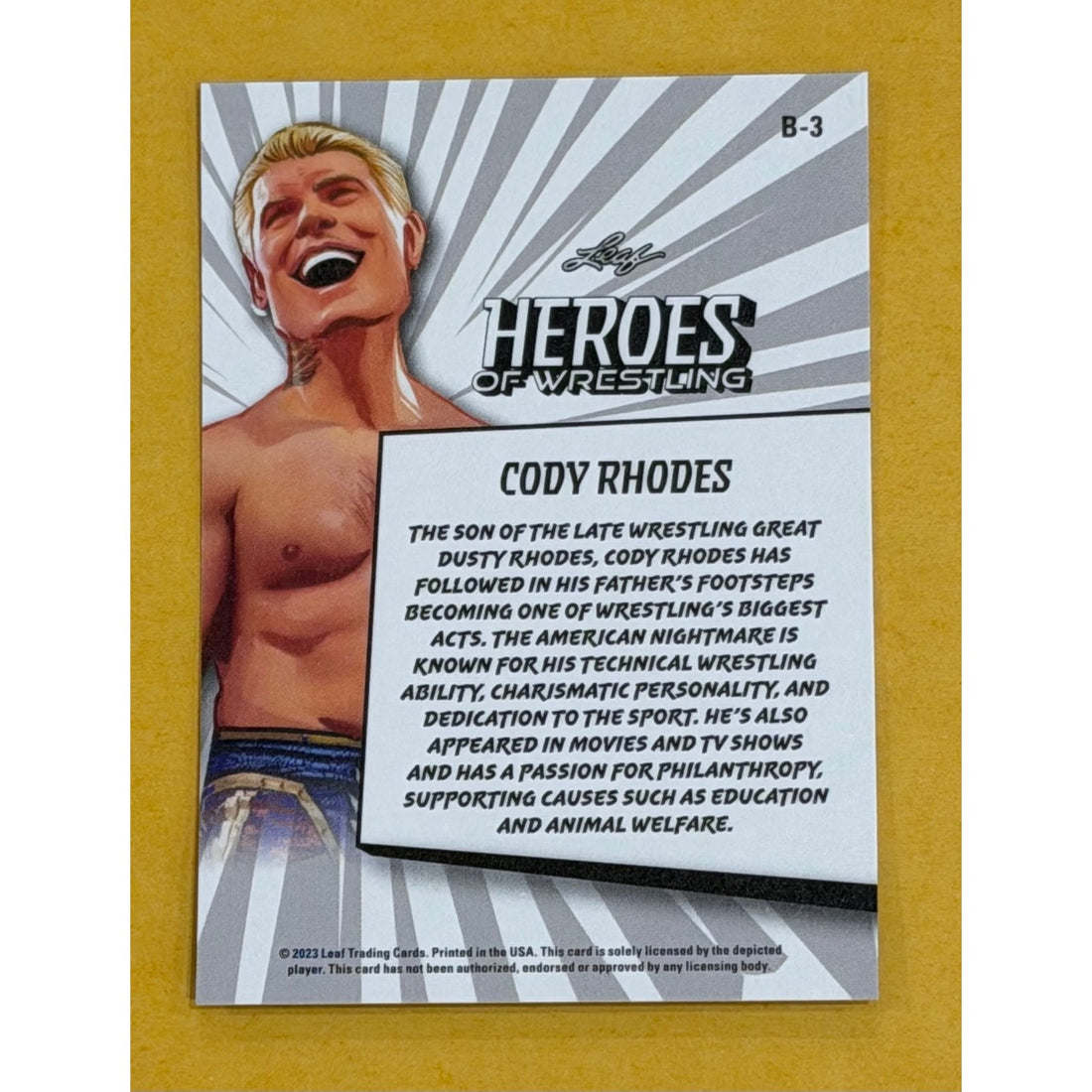 2023 Leaf Heroes of Wrestling Cody Rhodes B-3 WWE American Nightmare Card