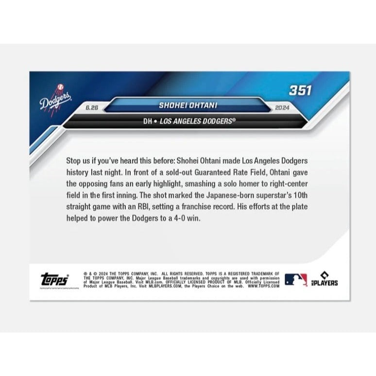ONLY 8452 Printed Shohei Ohtani 2024 Topps NOW #351 MLB LA Dodgers RBI Streak