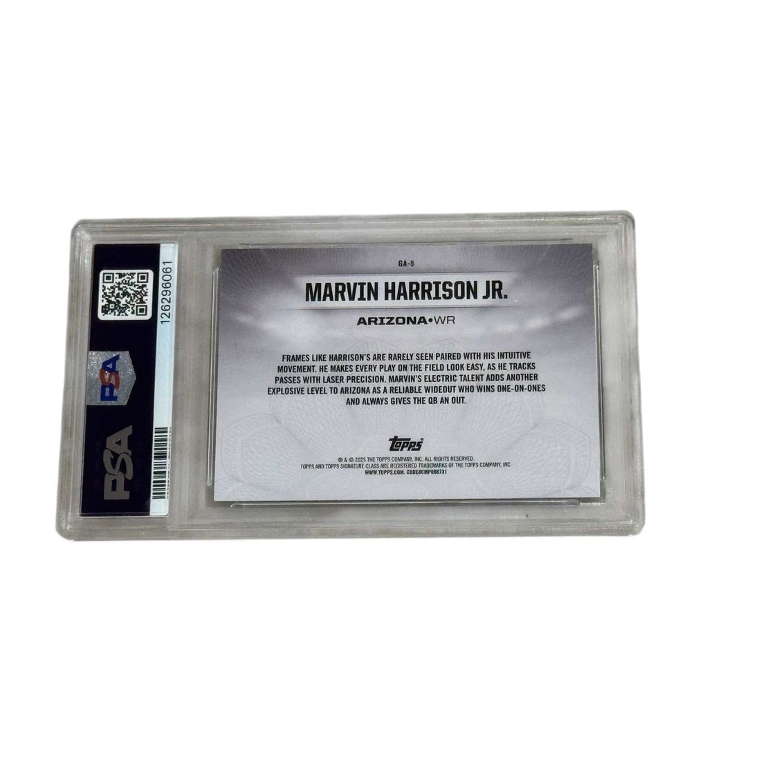Marvin Harrison Jr 2024 Signature Class Gridiron Ambassadors PSA 9 rookie card in protective case