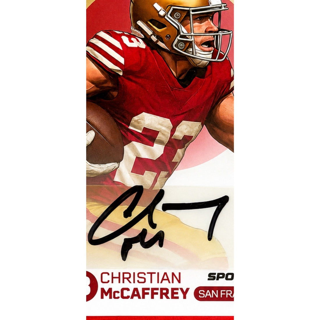 03/35 Christian McCaffrey AUTO 2025 Pulse On Demand Spotlight Red Foil SSP 49ers