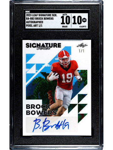 Brock Bowers Leaf 1/1 Brock Bowers RC Auto - 2023 Leaf Signature Series Street Art - UGA - SGC 10