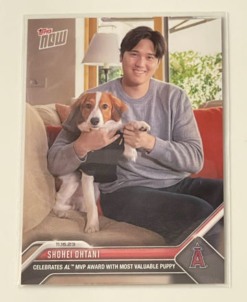 Shohei Ohtani With Puppy Celebration - 2023 MLB TOPPS NOW #OS19 AL MVP — front