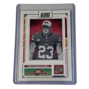 2025 NFL SCORE Panini Football Card Christian McCaffrey 49'rs #28