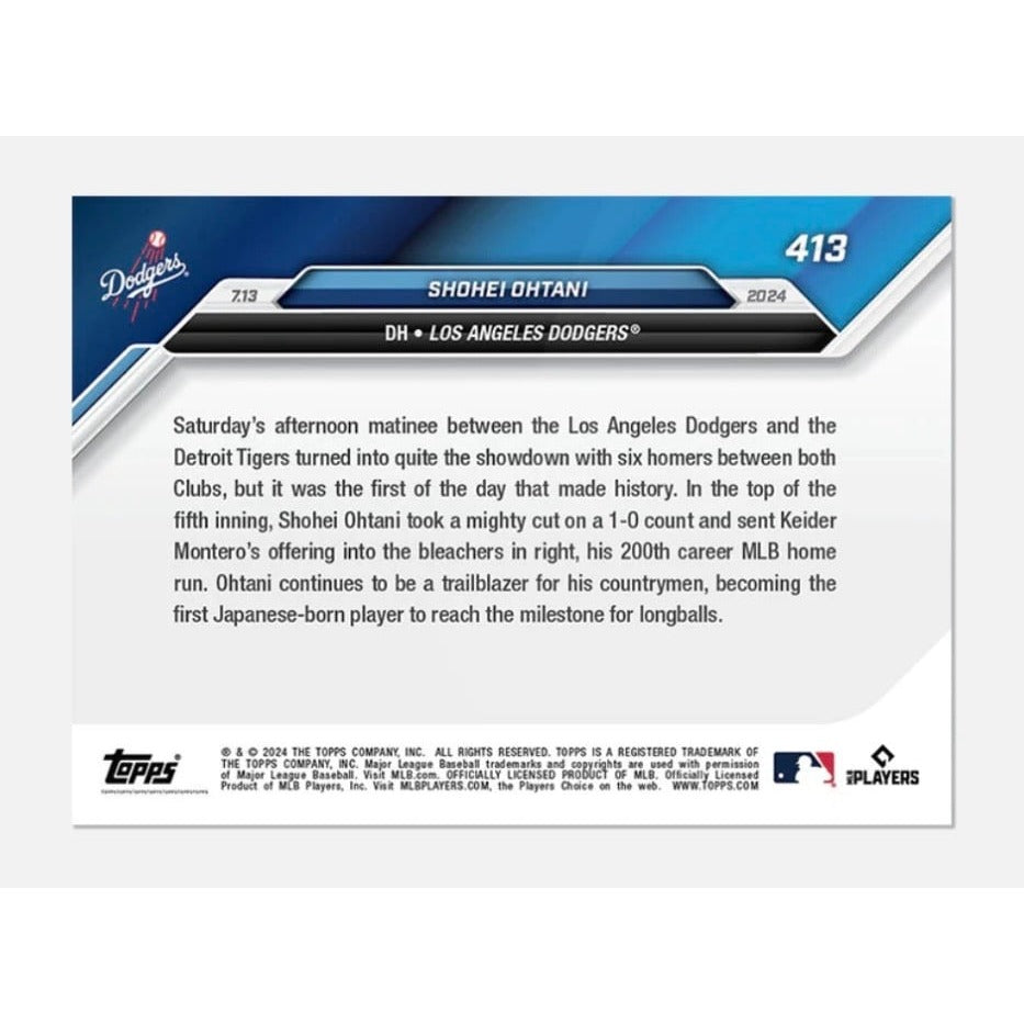 ONLY 9504 Printed Shohei Ohtani 2024 Topps NOW 413 MLB Dodgers 200th HR