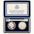 2001 American Buffalo silver dollar proof and uncirculated two-coin set with COA