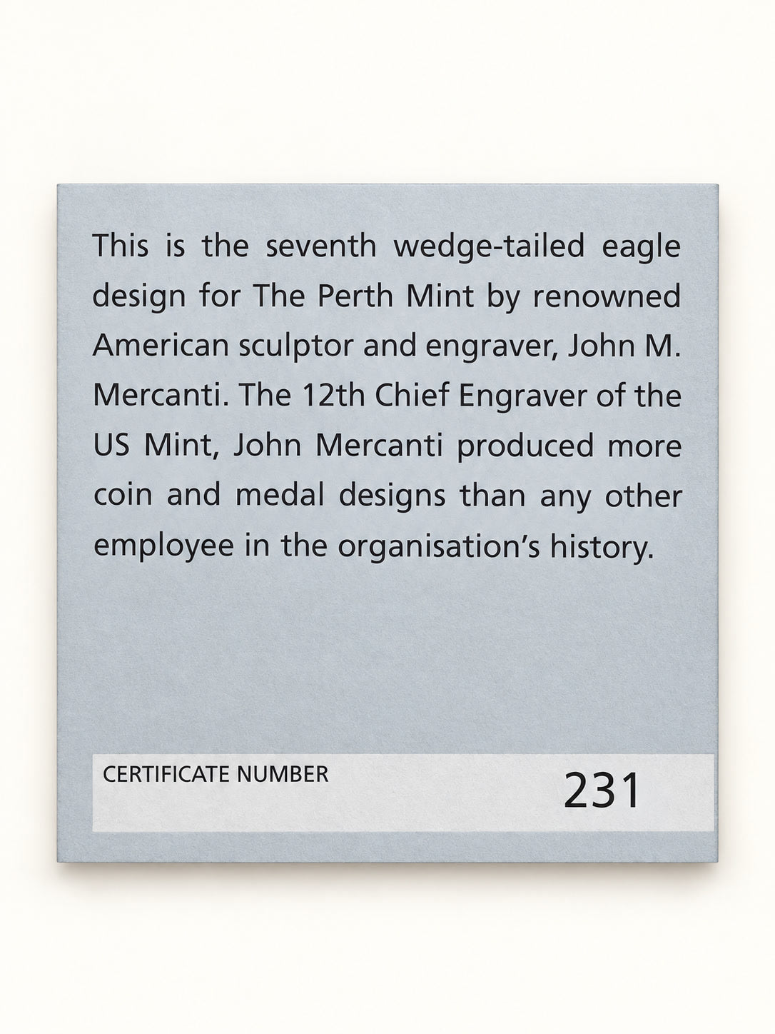 2022 Australian Wedge-Tailed Eagle numbered certificate of authenticity 231