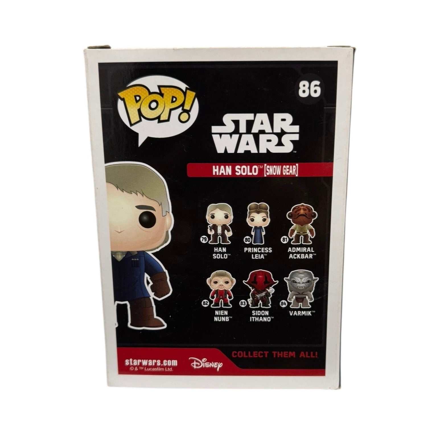 Funko Pop Star Wars Han Solo Snow Gear 86 Loot Crate Exclusive figure packaging back view