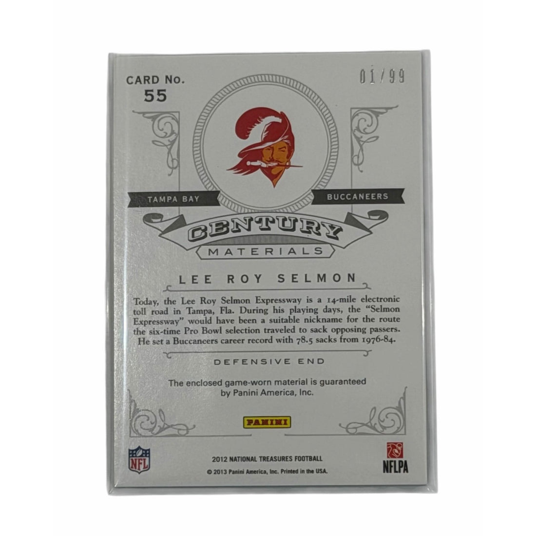 /99 Lee Roy Selmon 2012 Panini National Treasures Materials NFL Tampa Bay Bucs