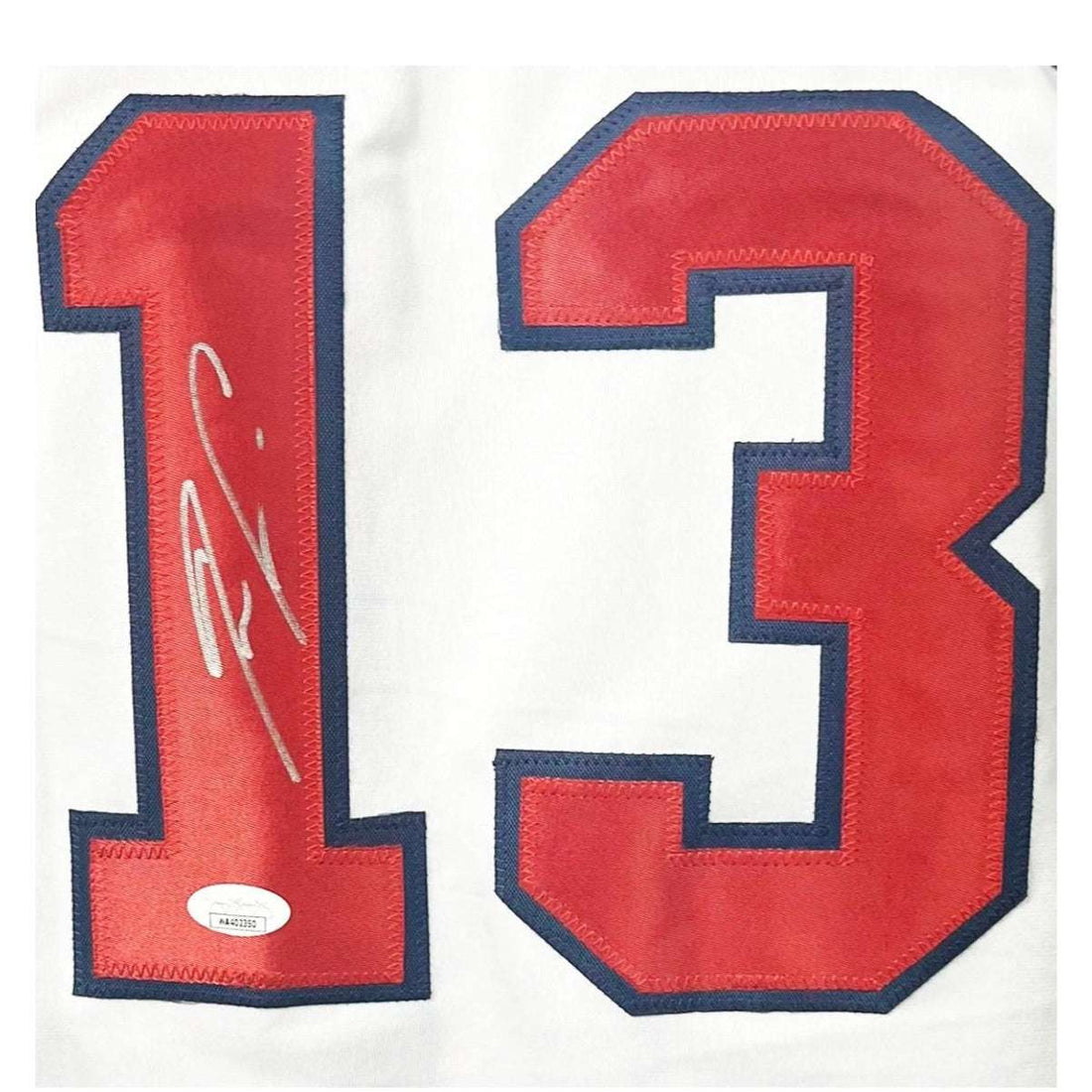 Ronald Acuna Jr signed Atlanta Braves white jersey with number 13 and JSA certification