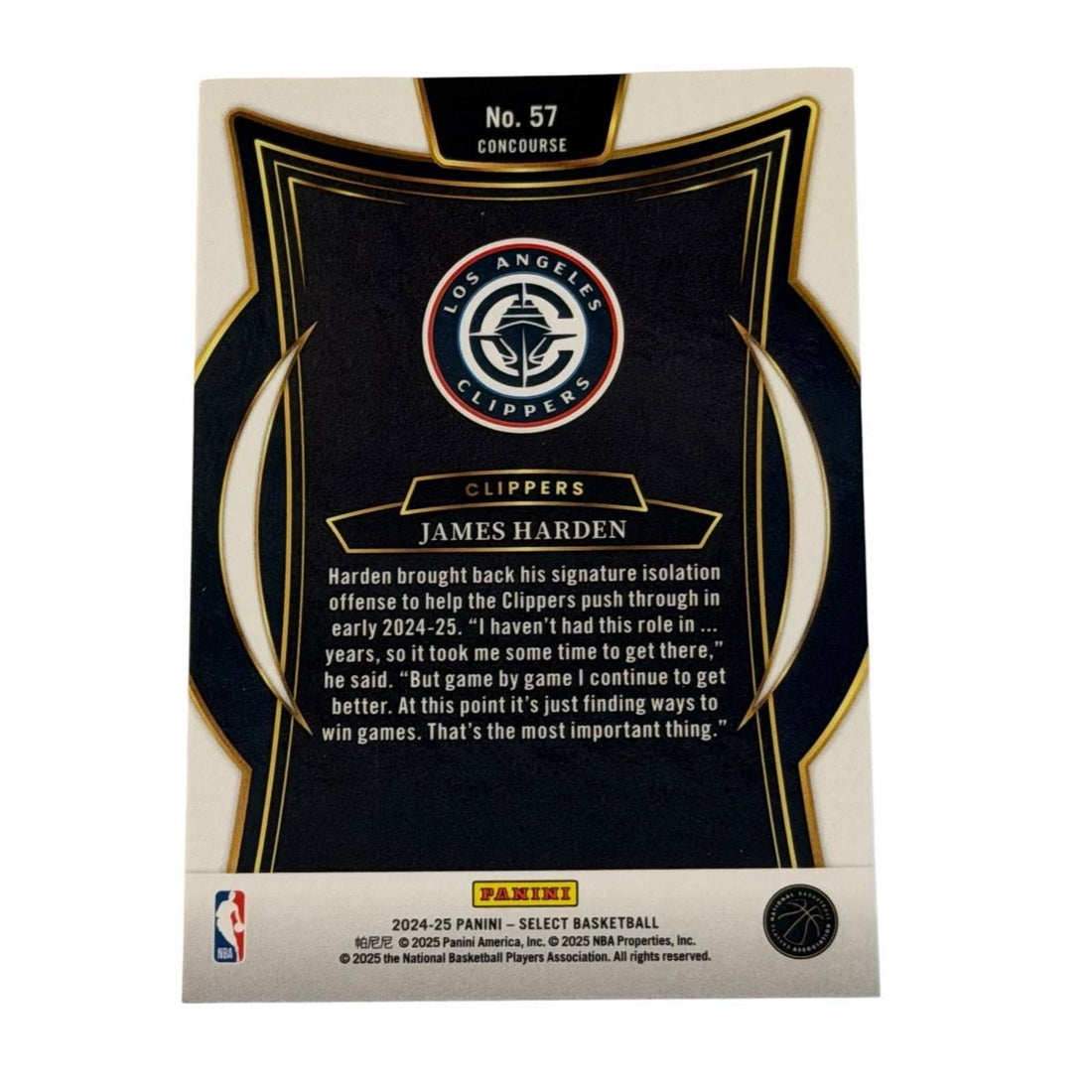 James Harden Panini Select James Harden 2024-25 Panini Select Blue Concourse 57 NBA Los Angeles Clippers