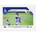 Kike Hernandez 2025 Topps NOW Card celebrating Dodgers game-winning double play against Blue Jays