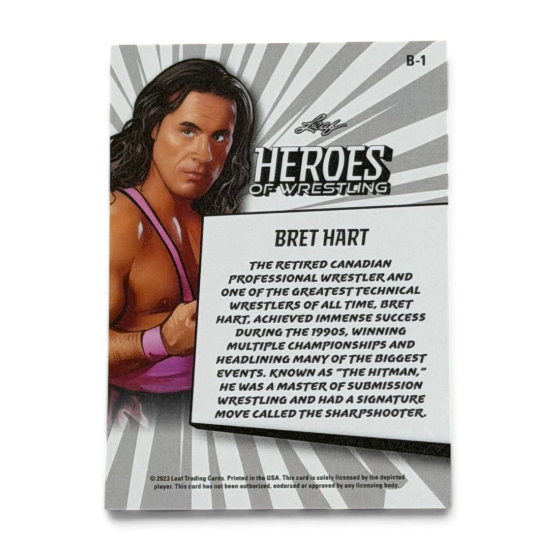 2023 Leaf Heroes of Wrestling Bret Hart B-1 WWE Hitman Wrestling Card