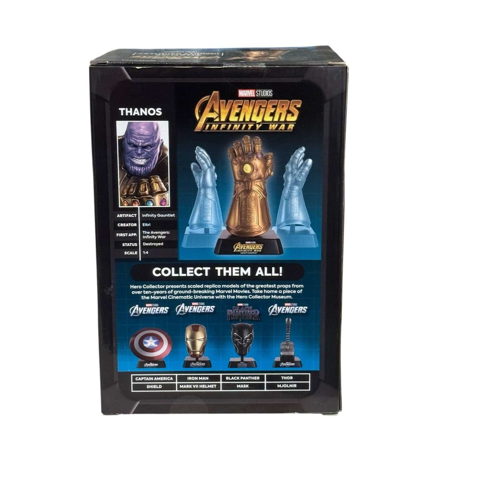 Marvel Avengers Infinity War Thanos Infinity Gauntlet replica with all six Infinity Stones in display box