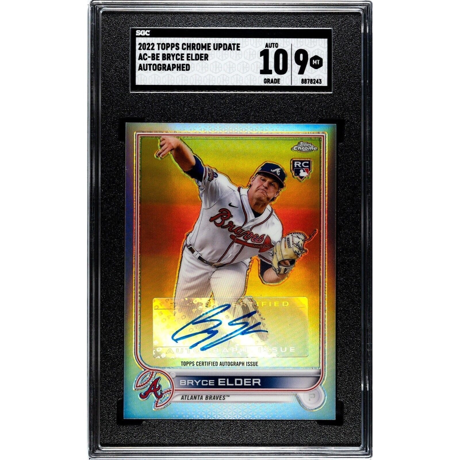 2022 Topps Chrome Bryce Elder Rookie Auto Autograph RC #AC-BE MLB Braves -SGC 9