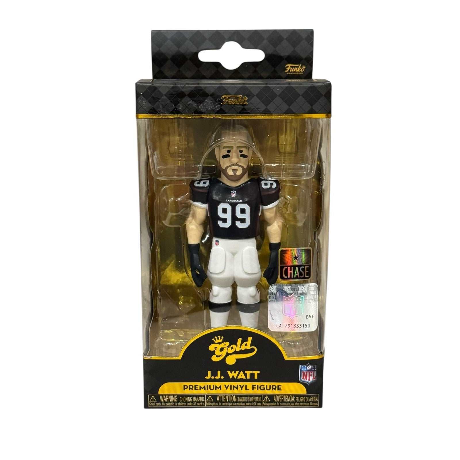Funko Gold J.J. Watt Chase Edition NFL vinyl figure in Arizona Cardinals uniform in packaging