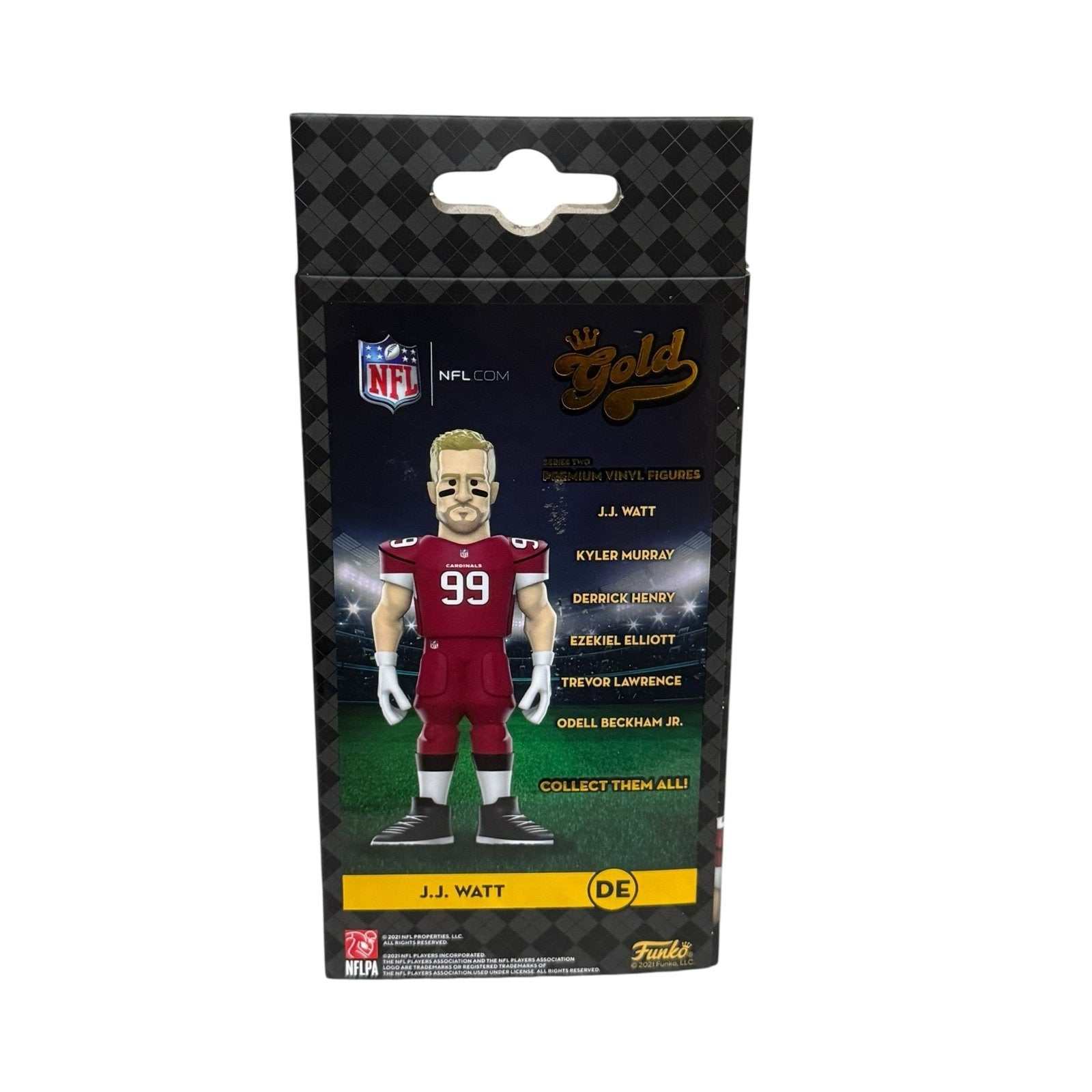 Funko Gold JJ Watt Chase Edition NFL Arizona Cardinals premium vinyl figure packaging