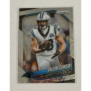 Jalen Coker Panini 2025 Panini Prizm Jalen Coker 55 Cracked Ice Carolina Panthers SP Insert Card