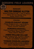 1969 Topps MLB Walt Alston Manager Los Angeles Dodgers vintage baseball card