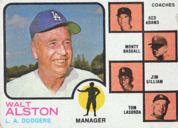 Walt Alston Manager Topps 1969 Topps MLB Walt Alston Manager Los Angeles Dodgers Vintage Card