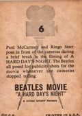 Beatles Movie Topps 1964 Topps Beatles Movie Card 6 A Hard Days Night Paul McCartney Ringo