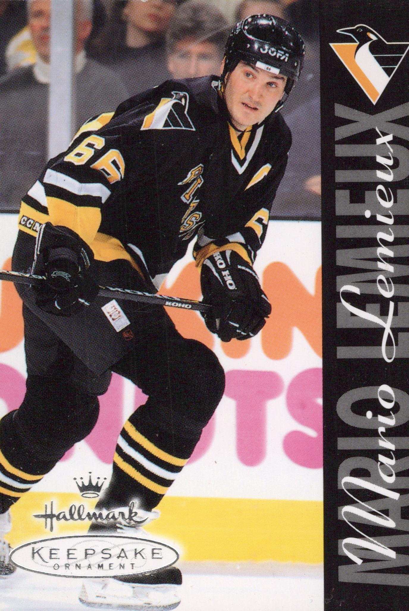 1996-97 NHL Mario Lemieux Pittsburgh Penguins Hallmark Keepsake hockey card front view