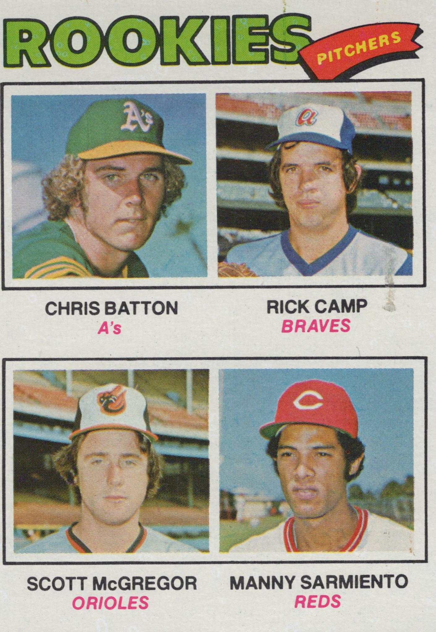 Pitchers Topps 1977 MLB Topps Rookie Pitchers 475 Braves Reds Orioles Athletics Card