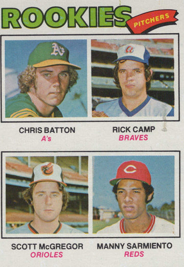 Pitchers Topps 1977 MLB Topps Rookie Pitchers 475 Braves Reds Orioles Athletics Card
