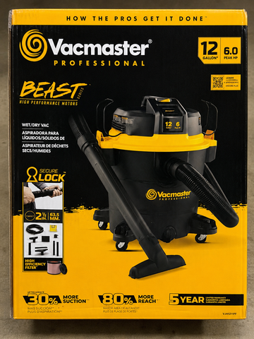Vacmaster Professional Beast 12-Gallon 6 HP Wet/Dry Vacuum NEW
