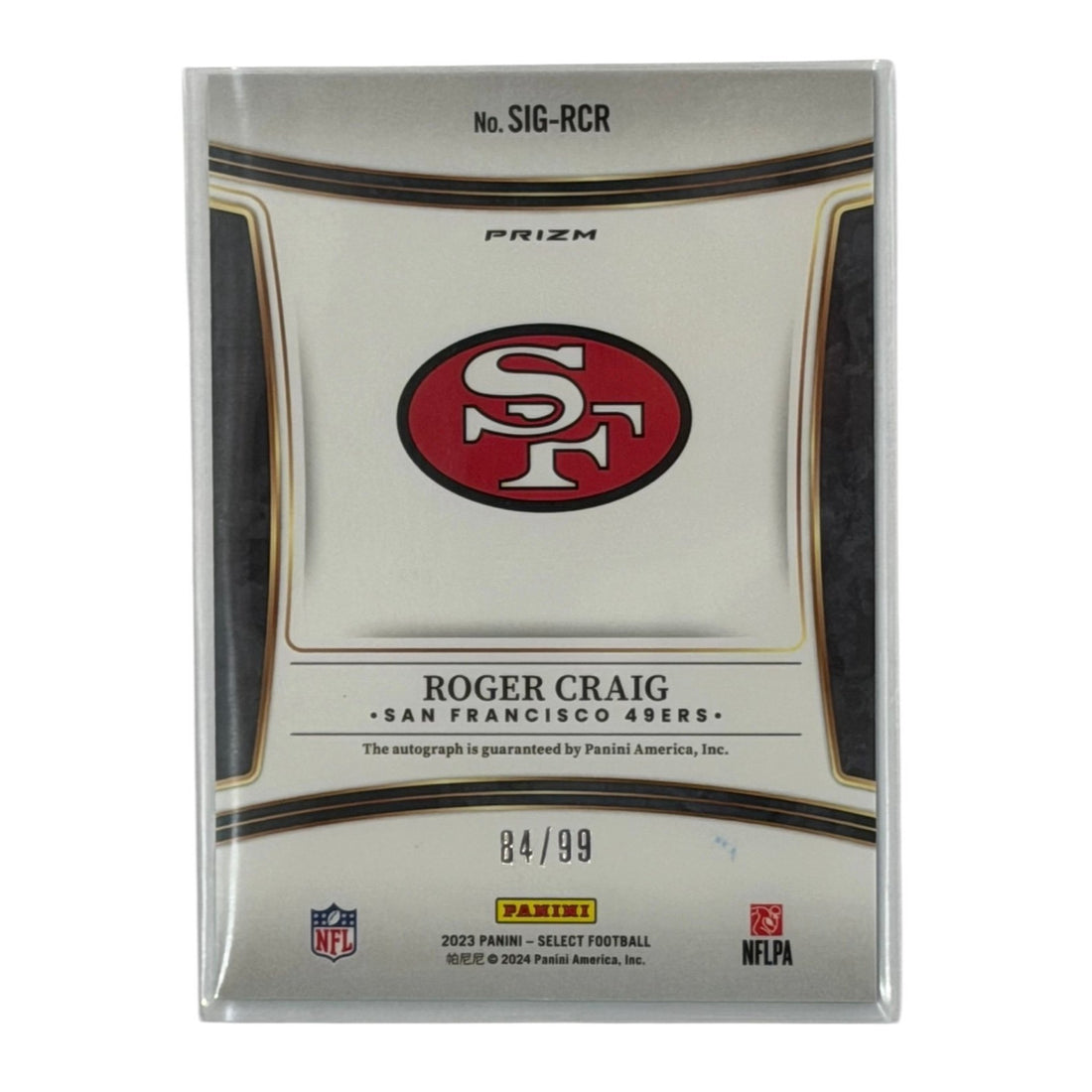 /99 Roger Craig 2023 Panini Select Auto SIG-RCR NFL San Francisco 49ers