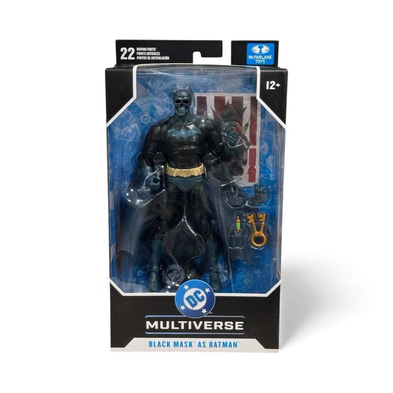 McFarlane DC Multiverse Black Mask as Batman 7-inch action figure in packaging with 22 moving parts and accessories