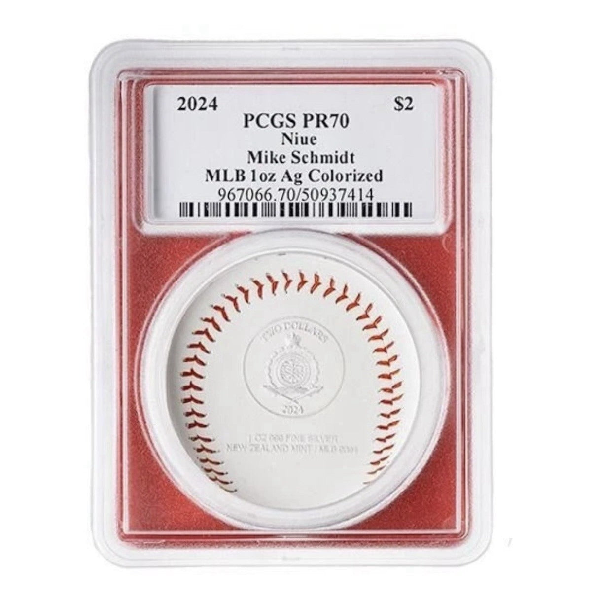 2024 Niue Mike Schmidt MLB 1oz silver proof coin PCGS PR70 with Hall of Fame signature