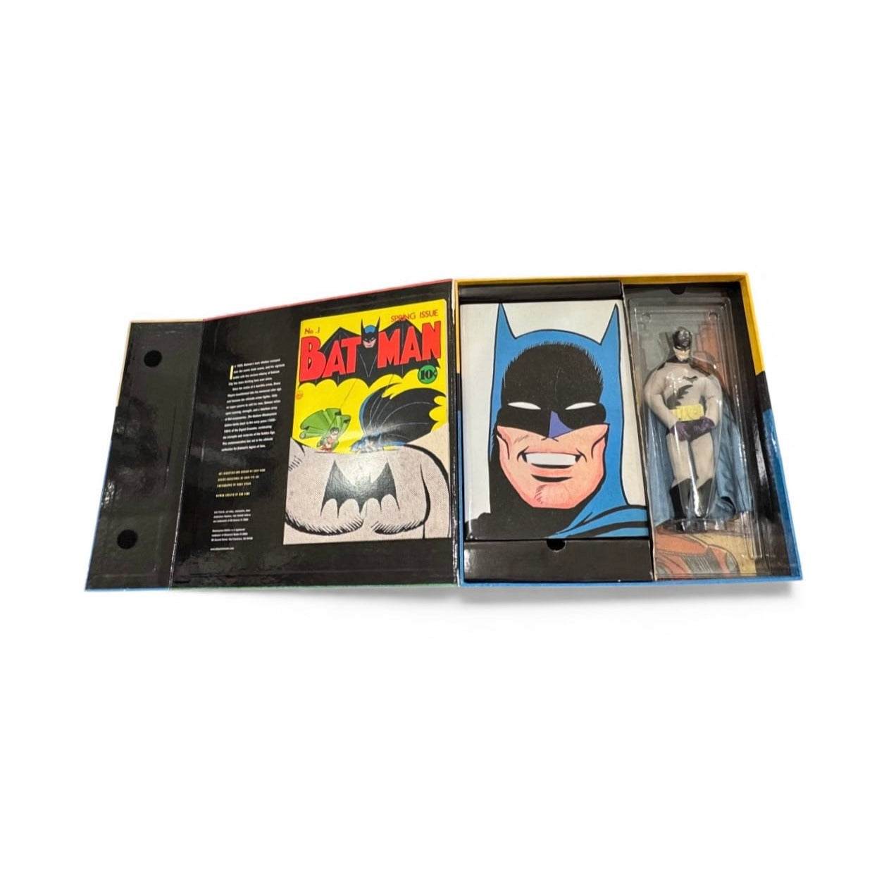 Vintage 1999 Batman Masterpiece Edition boxed set with 9-inch Batman figure, Batman #1 comic reprint, and illustrated history book