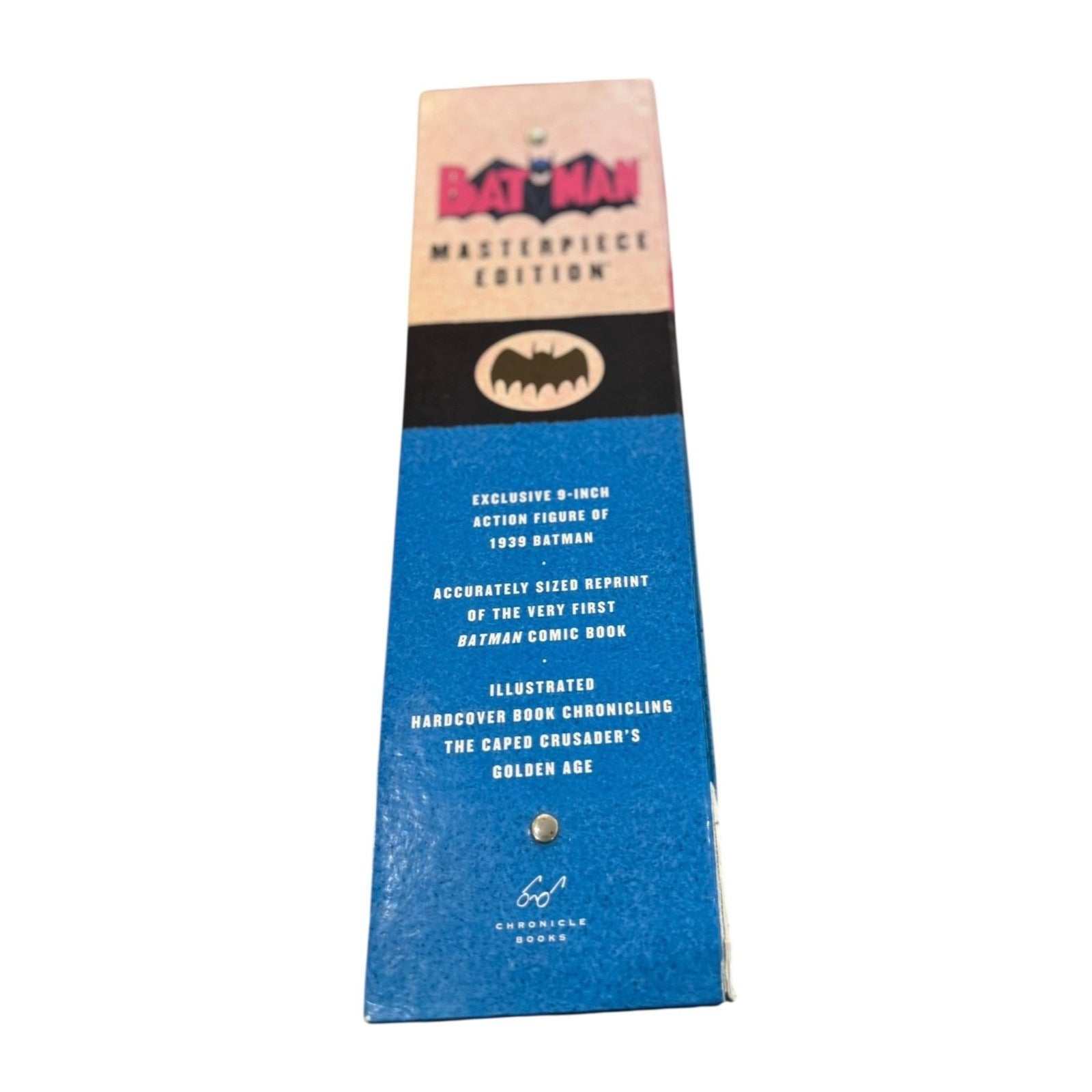 Vintage 1999 Batman Masterpiece Edition collector box with 9-inch 1939 Batman figure, Batman #1 comic reprint, and illustrated history book
