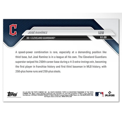 JOSE RAMIREZ 1st - 3rd Baseman to 250/250 CLUB 2025 Topps Now #128 MLB Guardians
