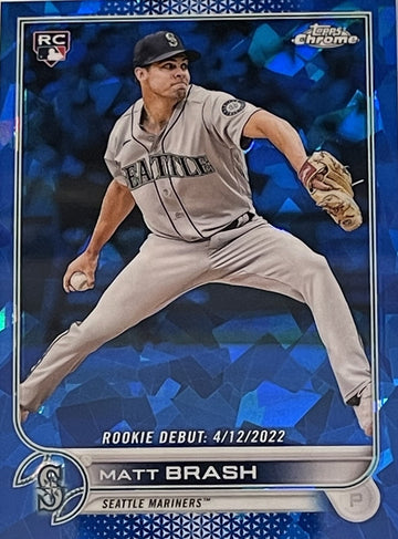 2022 Topps Chrome Update Sapphire Matt Brash Rookie Debut RC Card US274 Mariners