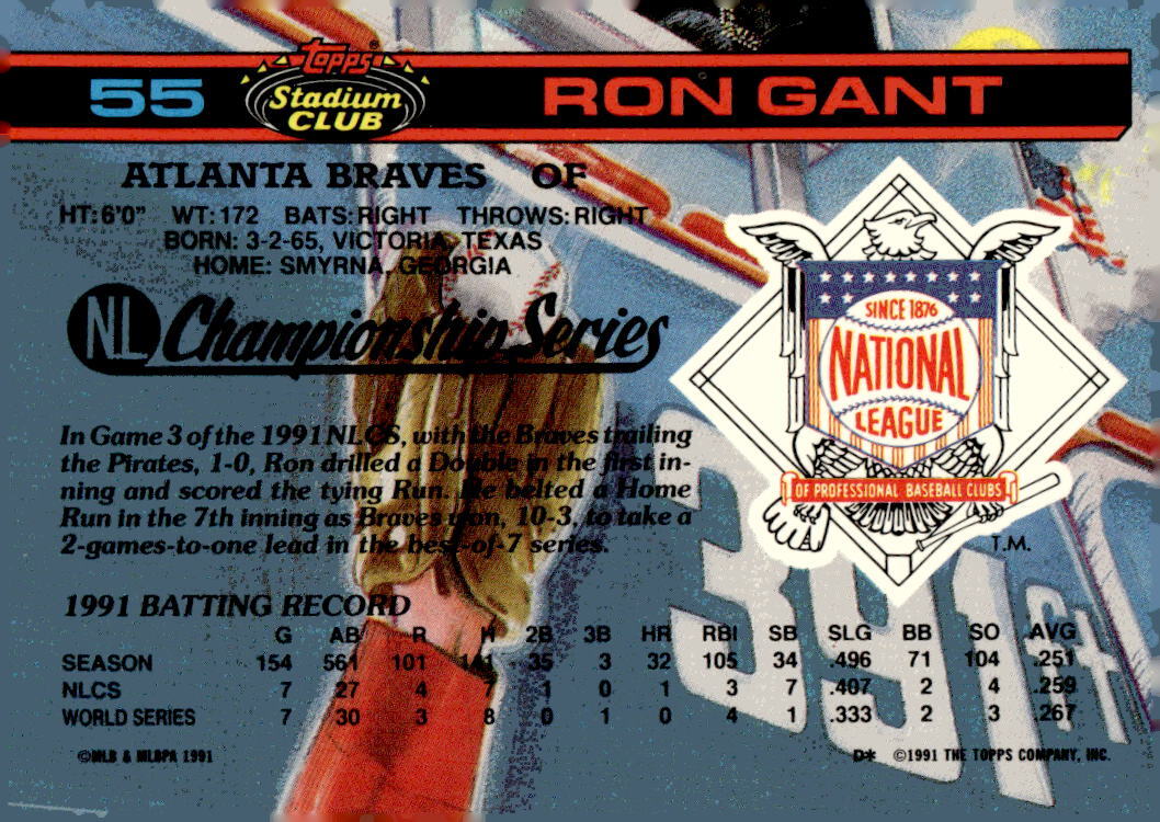 1992 Stadium Club Dome #55 Ron Gant