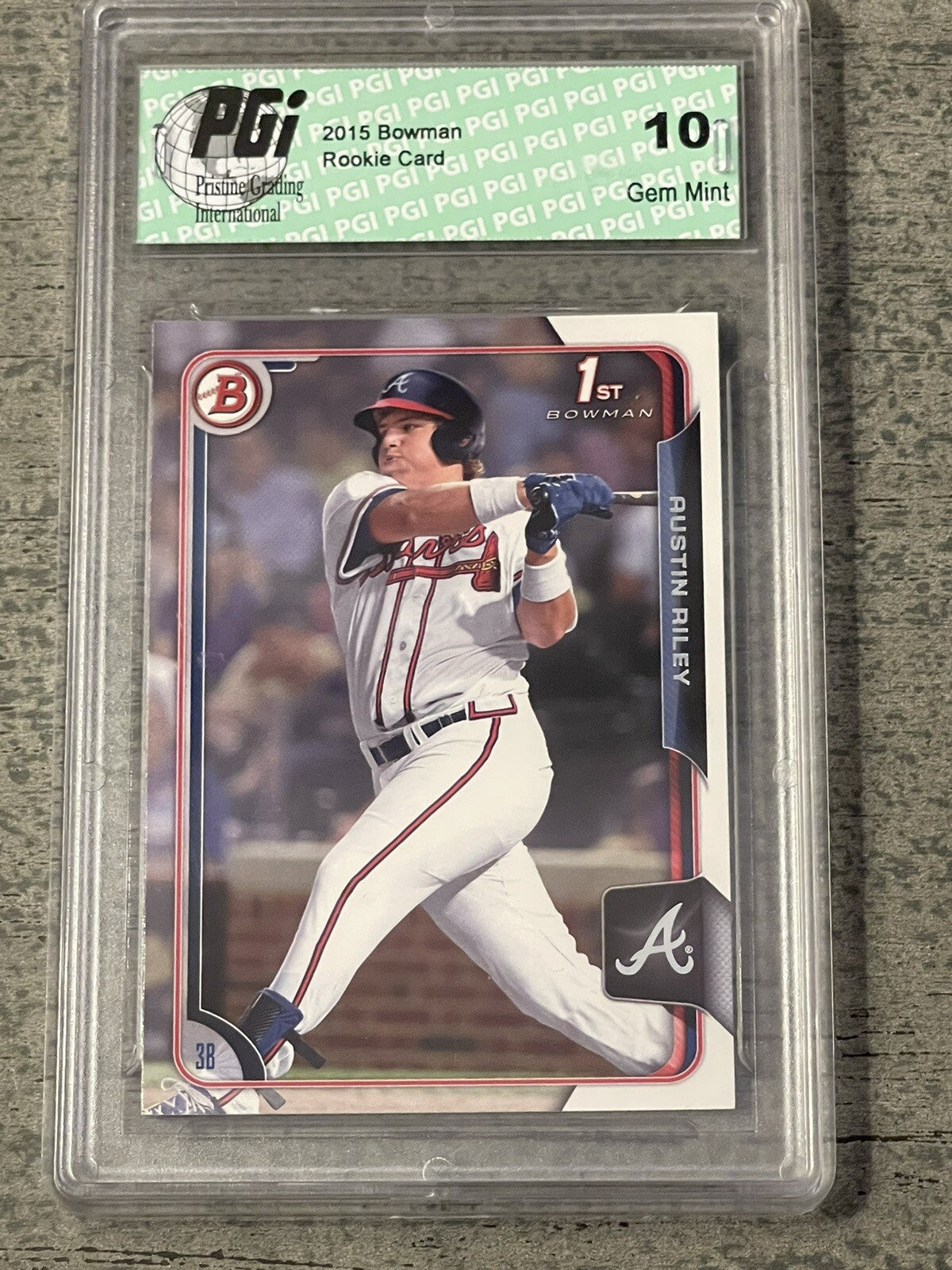Austin Riley 2015 Bowman #157. 1st Rookie Card. PGI Graded 10. Atlanta Braves.**