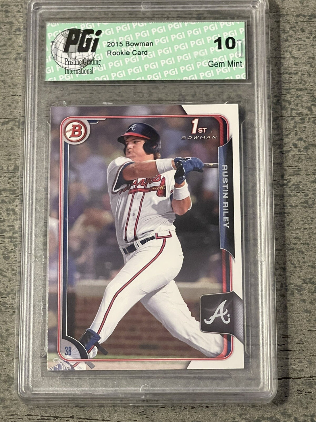 Austin Riley 2015 Bowman #157. 1st Rookie Card. PGI Graded 10. Atlanta Braves.**