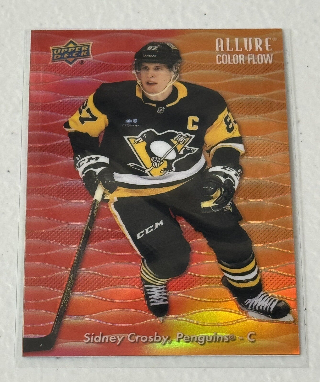 Sidney Crosby 2023-24 Upper Deck NHL Allure Color Flow Red Orange CF-18 Penguins
