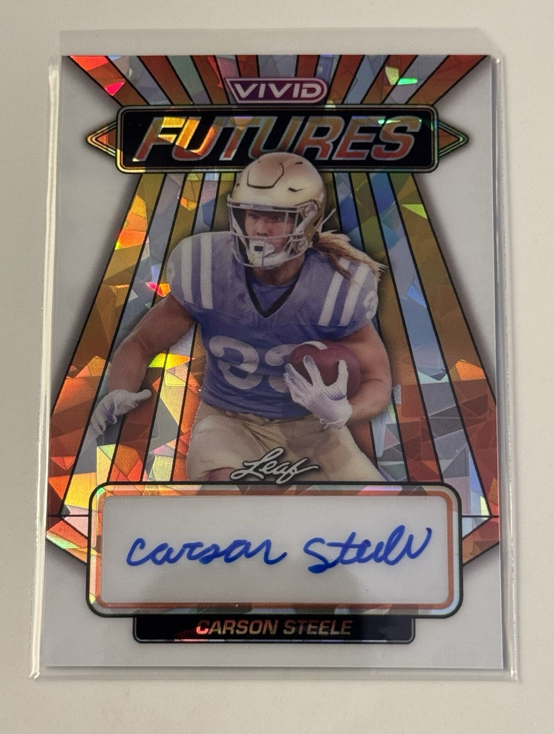 1/6 Carson STEELE AUTO 2024 Leaf Vivid Futures Card #VF-CS1 Prismatic NFL Chiefs