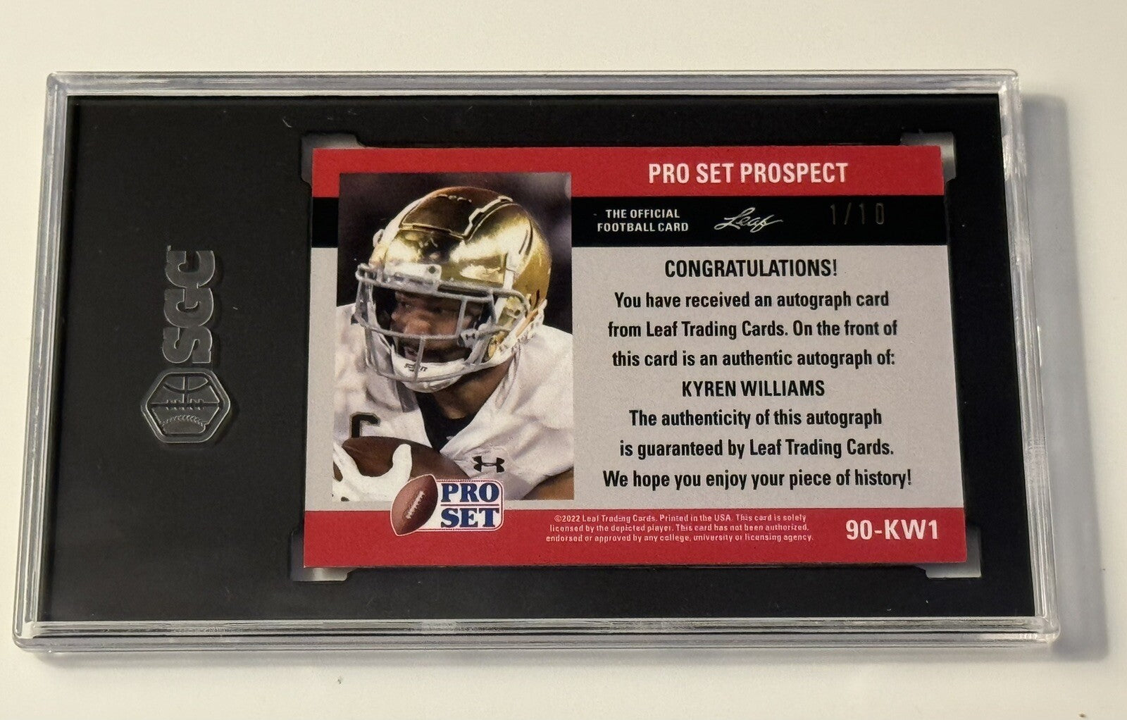 1/10 KYREN WILLIAMS RC Auto 2022 Leaf Pro Set Metal  #90-KW1  RWB Rams - SGC 9.5