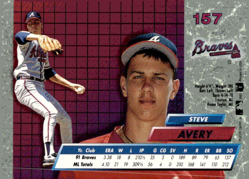 1992 Ultra 157 Steve Avery 1992 Ultra 157 Steve Avery