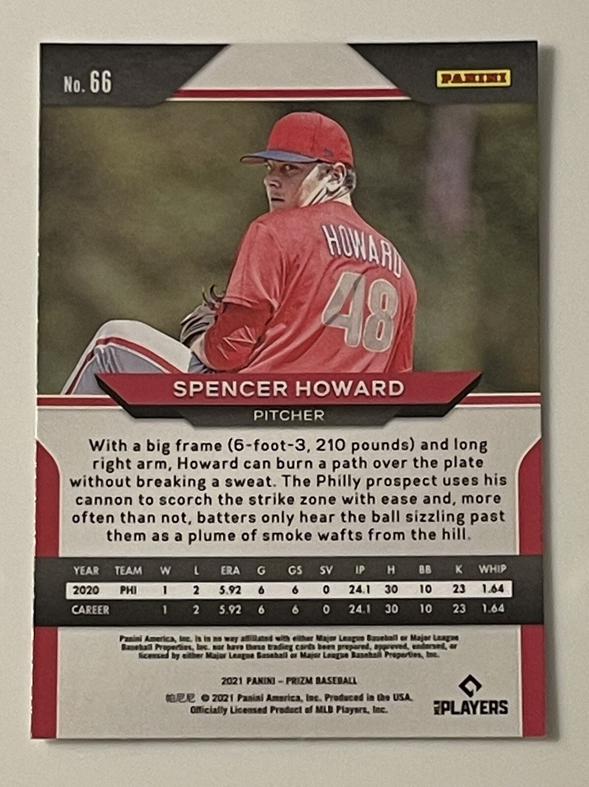 2021 Panini Prizm - SPENCER HOWARD RC Green Prizm Rookie Card #66 MLB Phillies