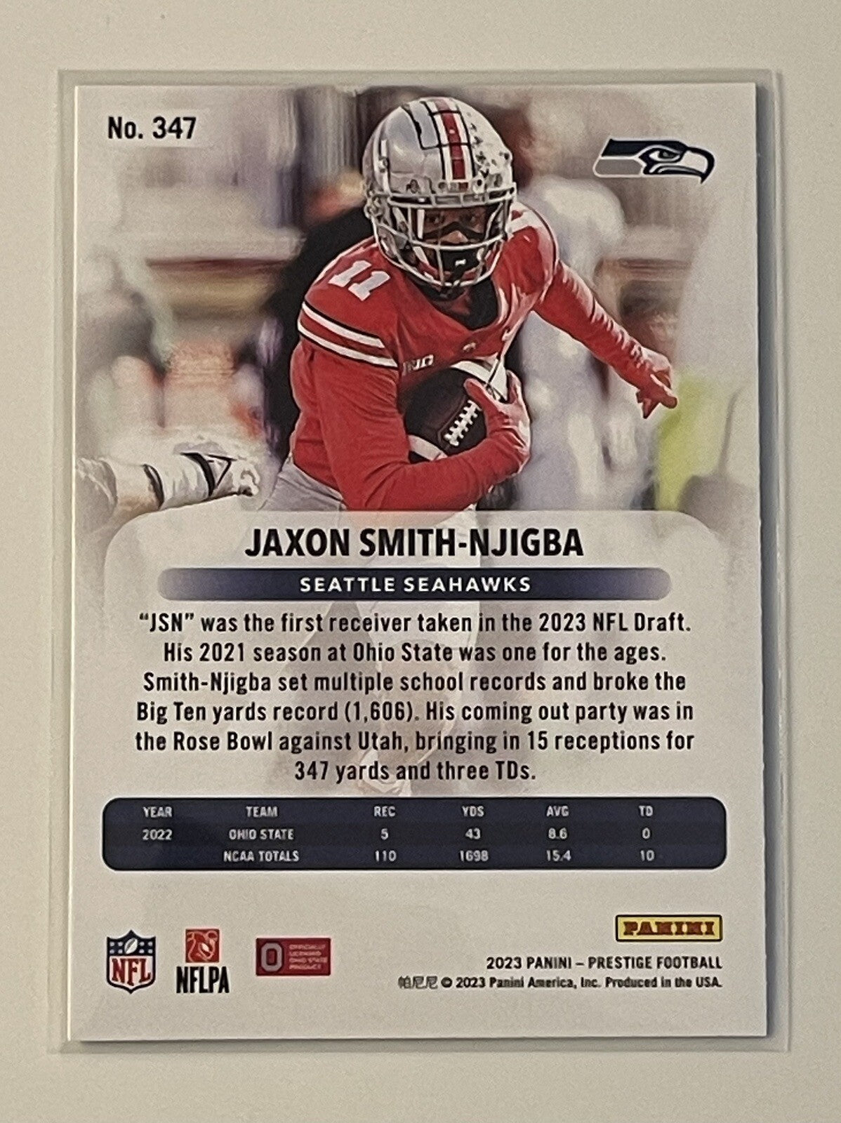 2023 Panini Prestige Jaxon Smith-Njigba Rookies Xtra Points Diamond #347 Seattle